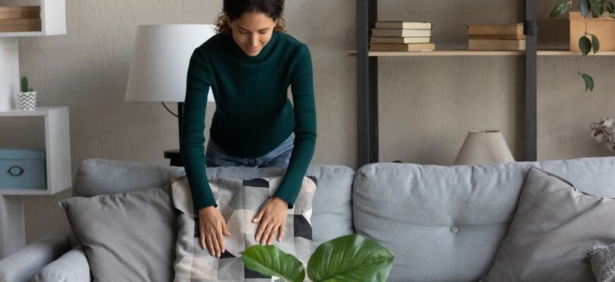 My,Sweet,Homey.,Happy,Millennial,Latin,Woman,Homeowner,Arranging,Pillows